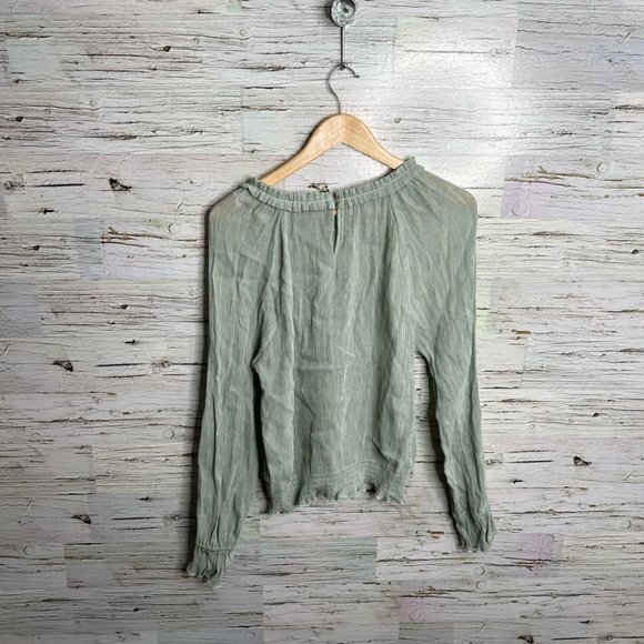 Highline collective green long sleeve ruffle blouse size xl - Picture 8 of 8